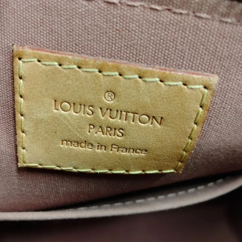 Auth Louis Vuitton Camel Brown Vernis Patent Leather 2way LV Alma BB Satchel